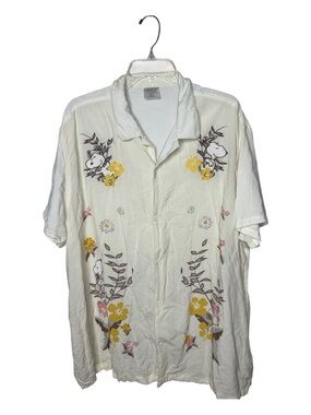 Peanuts Snoopy Men's White Short-Sleeve Button-Up Hawaiian Shirt. Size XXL.